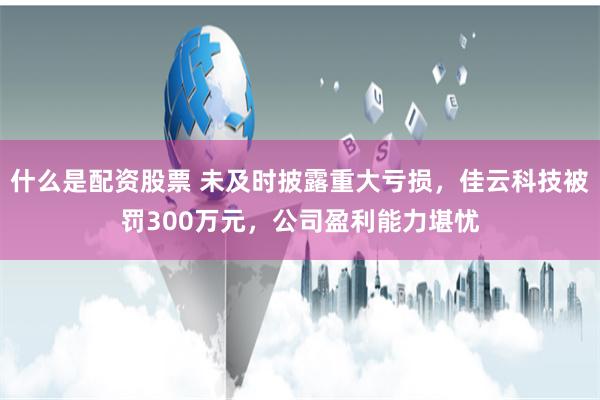 什么是配资股票 未及时披露重大亏损，佳云科技被罚300万元，公司盈利能力堪忧